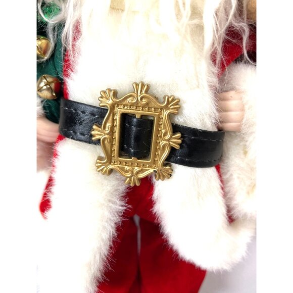 Vintage Porclain Santa Claus Figurine With Teddy Bear & Greenery - Picture 4 of 6